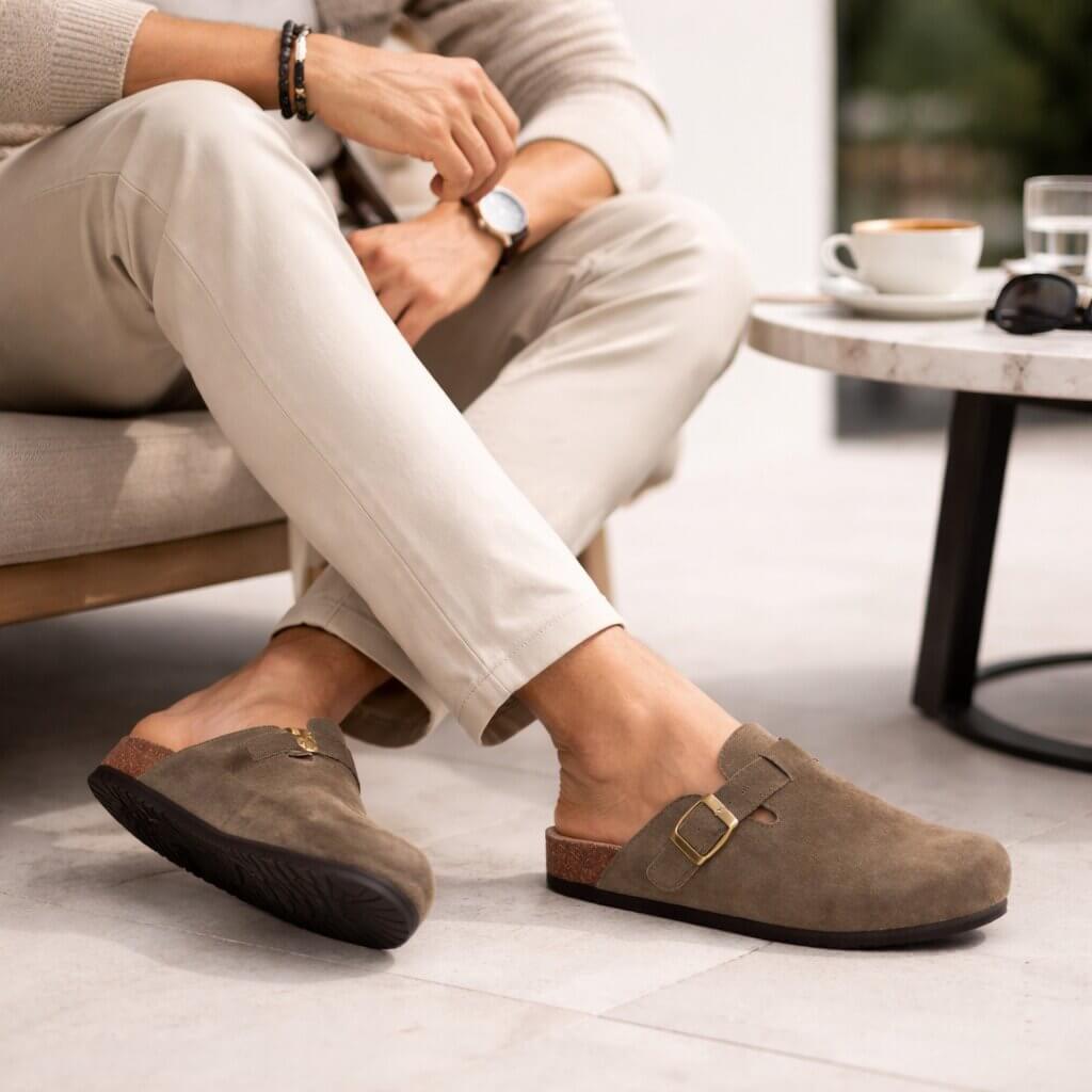Sabots confort unisex à boucle semelle anatomique style suédine