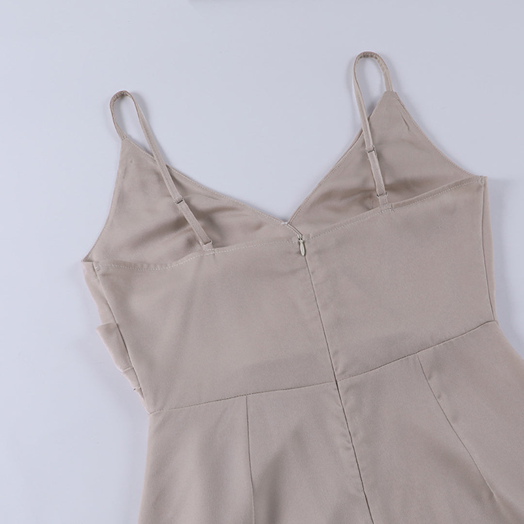 Robe longue femme décolleté croisé bretelles fines fente invitée mariage