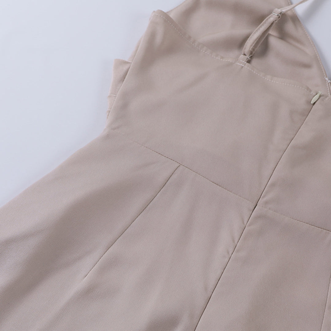 Robe longue femme décolleté croisé bretelles fines fente invitée mariage