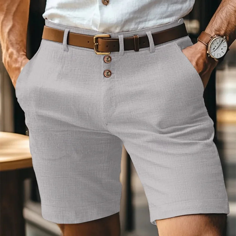 Short homme chino coupe ajustée fermeture boutonnée style élégant été