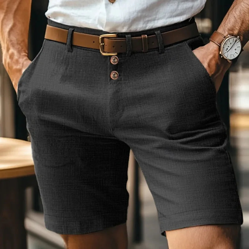 Short homme chino coupe ajustée fermeture boutonnée style élégant été