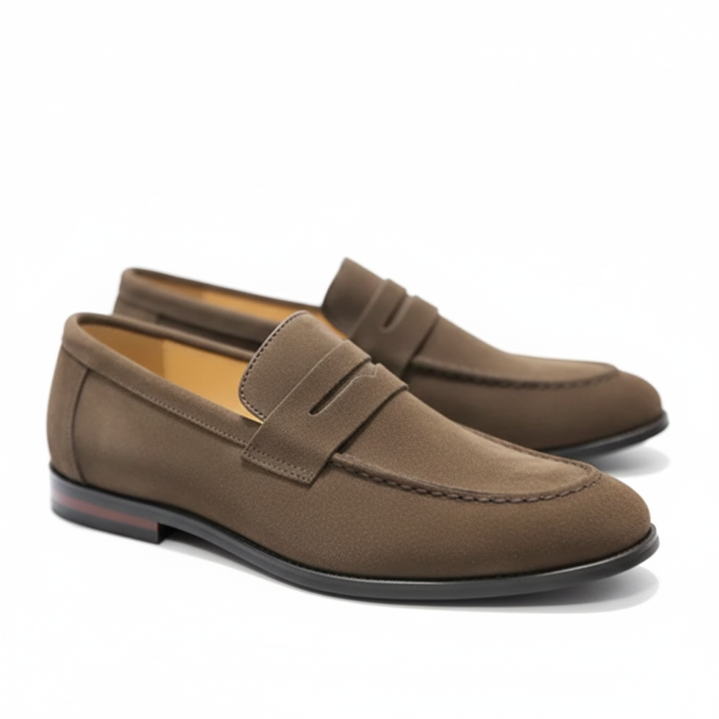 Mocassins homme effet daim style loafers casual chic semelle élégante