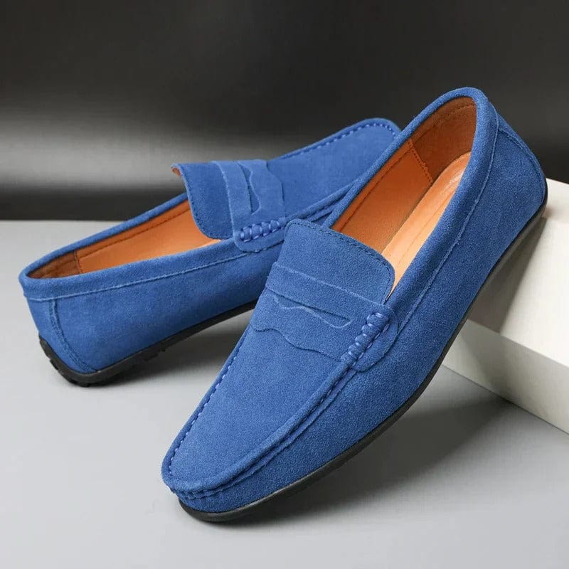 Mocassins homme style penny loafer effet daim semelle souple élégante casual