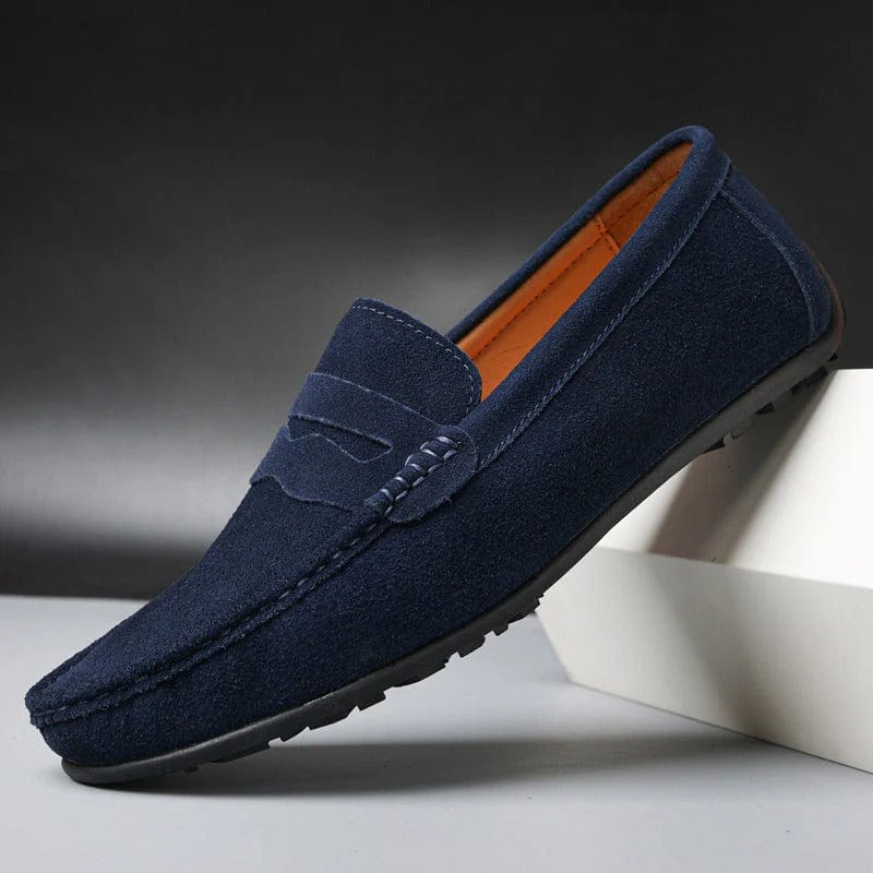 Mocassins homme style penny loafer effet daim semelle souple élégante casual