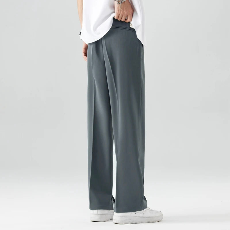 Pantalon homme coupe droite plissée style habillé décontracté