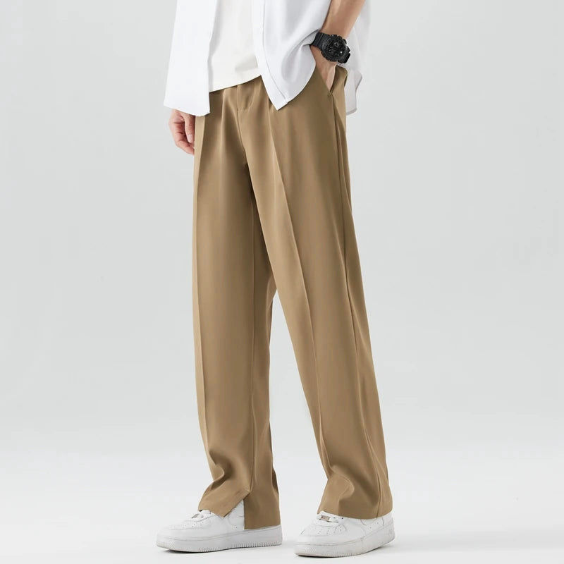 Pantalon homme coupe droite plissée style habillé décontracté