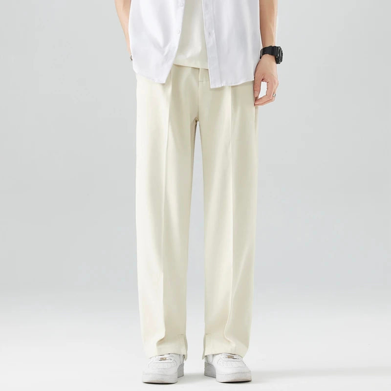 Pantalon homme coupe droite plissée style habillé décontracté