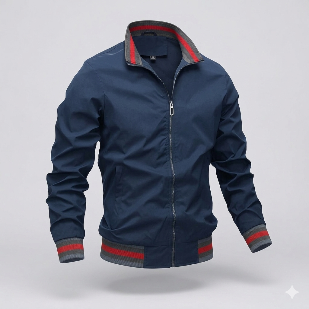 Blouson homme léger d’été zippé style casual col montant