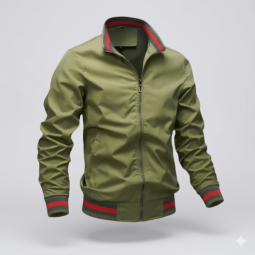 Blouson homme léger d’été zippé style casual col montant