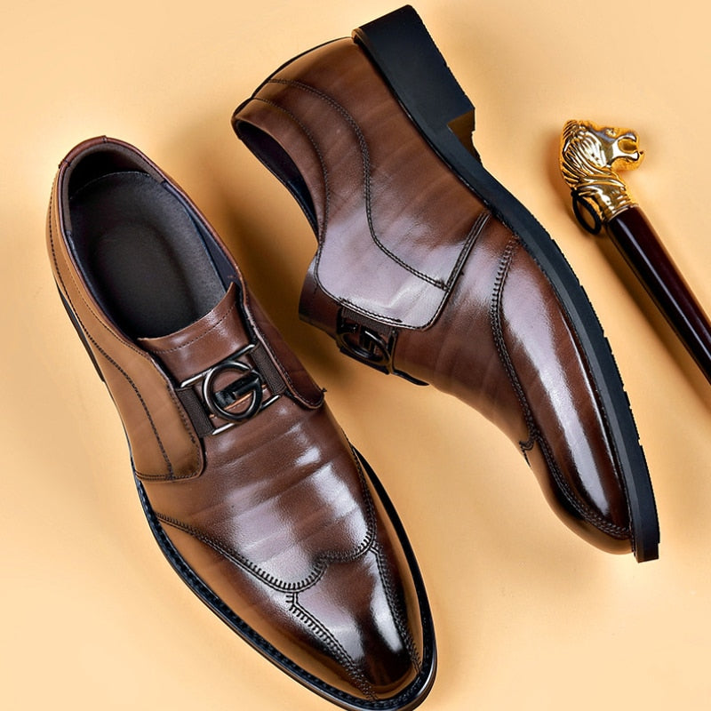 Chaussures habillées homme cuir bout pointu monk sans lacets