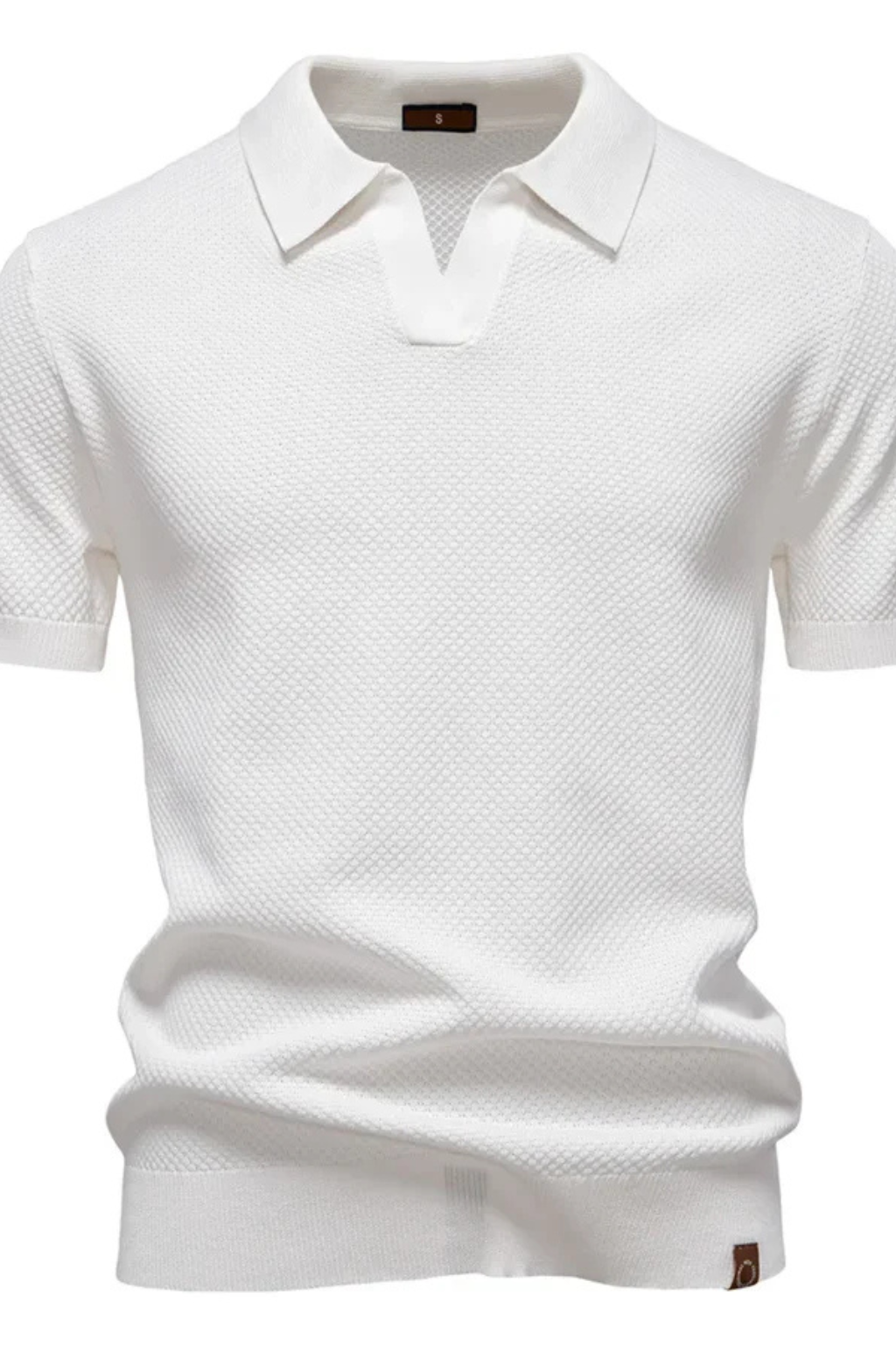 Polo homme maille texturée manches courtes col polo slim casual élégant