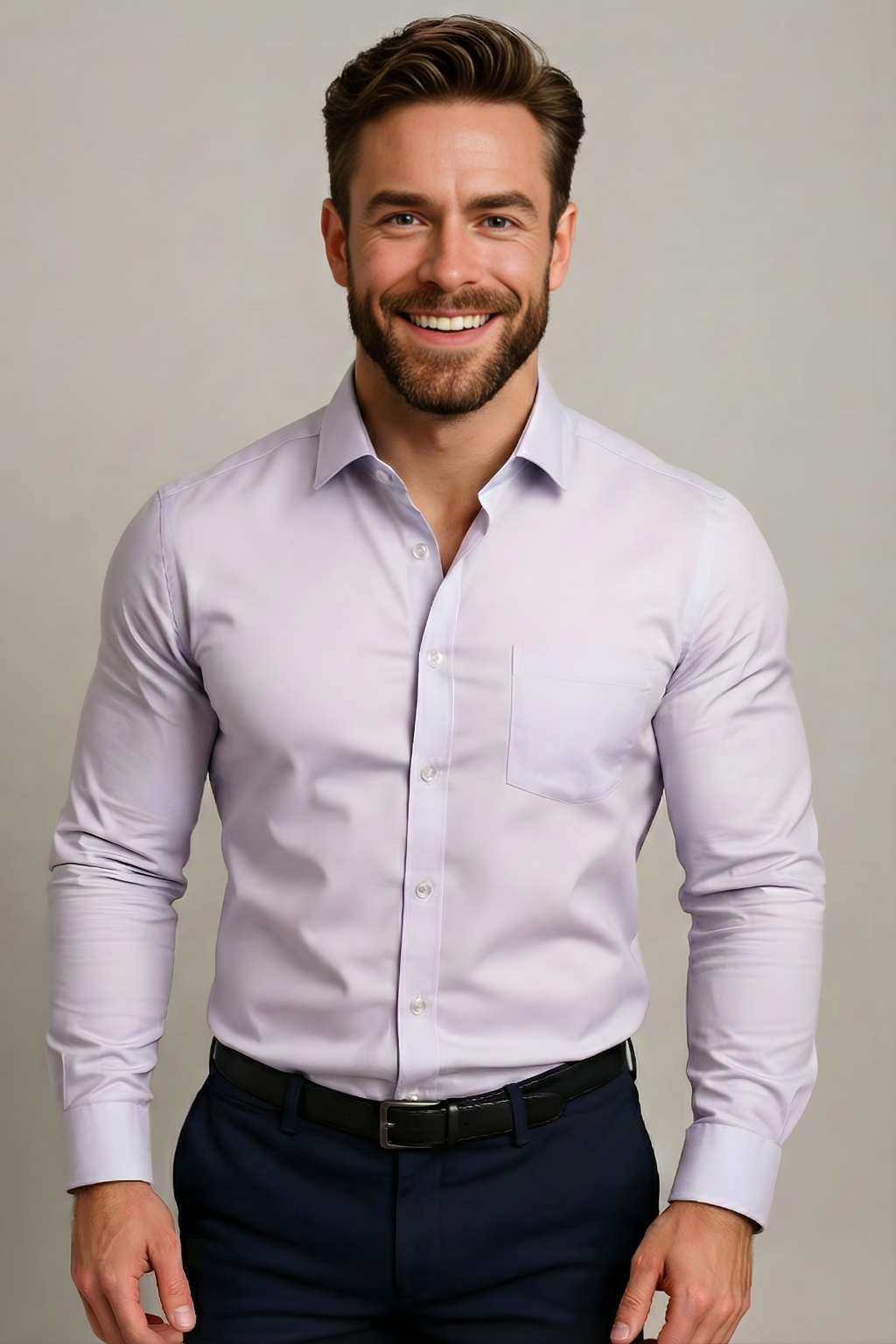 Chemise homme manches longues coupe ajustée sans repassage col classique