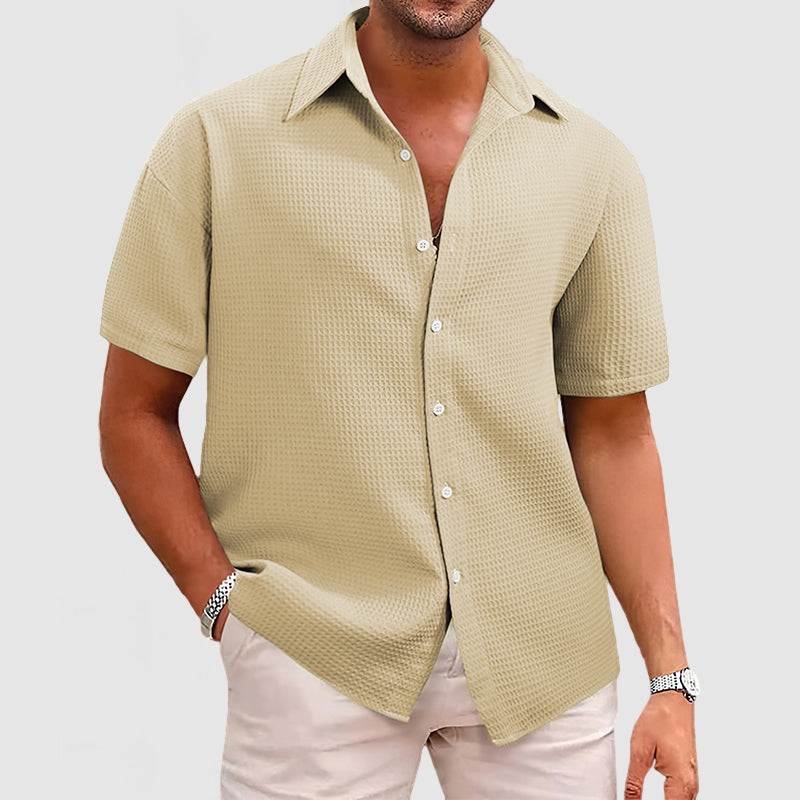 Chemise homme manches courtes texturée coupe décontractée style été casual