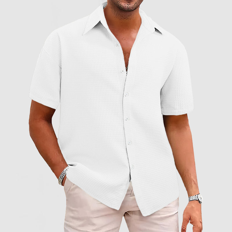 Chemise homme manches courtes texturée coupe décontractée style été casual
