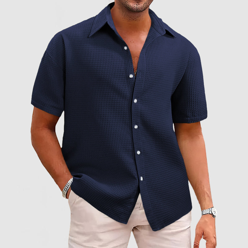 Chemise homme manches courtes texturée coupe décontractée style été casual