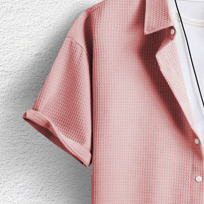 Chemise homme manches courtes texturée coupe décontractée style été casual