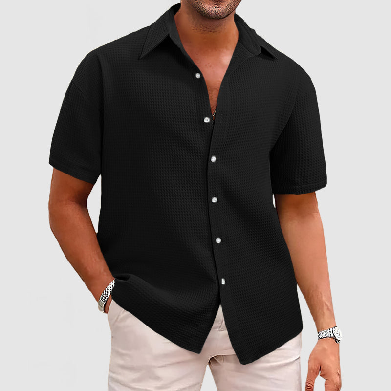 Chemise homme manches courtes texturée coupe décontractée style été casual