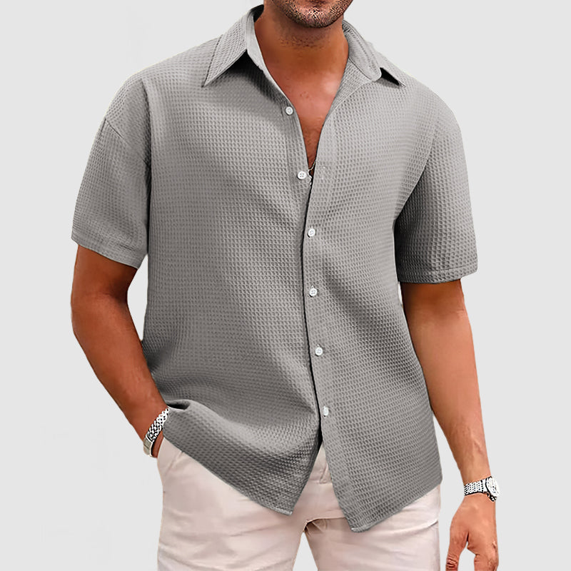 Chemise homme manches courtes texturée coupe décontractée style été casual