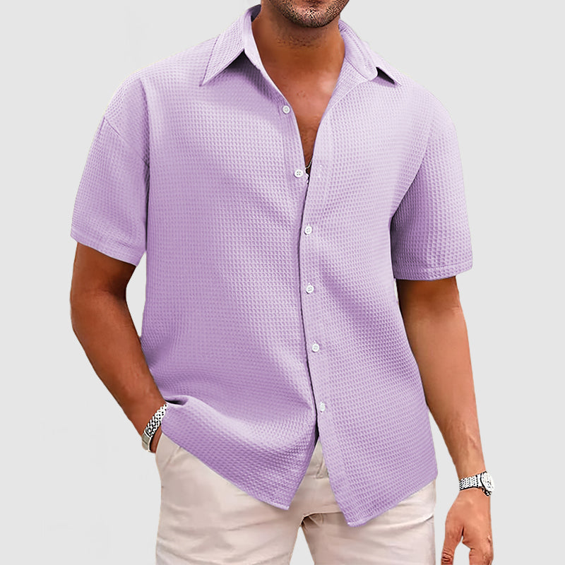 Chemise homme manches courtes texturée coupe décontractée style été casual