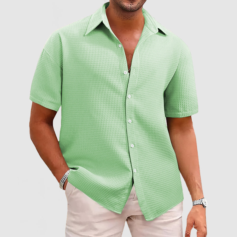 Chemise homme manches courtes texturée coupe décontractée style été casual