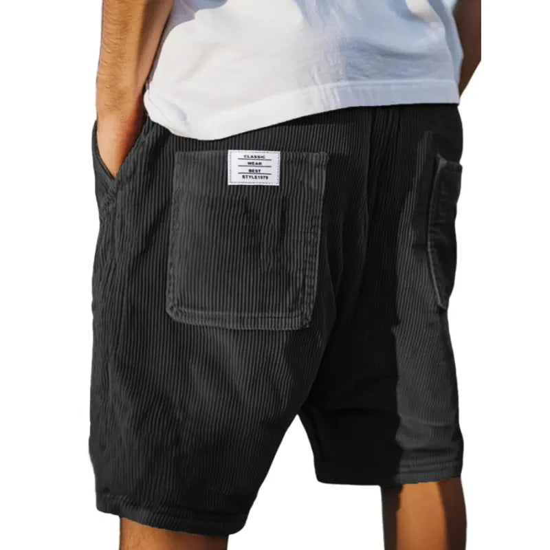 Short homme en velours côtelé coupe décontractée poches plaquées style casual été