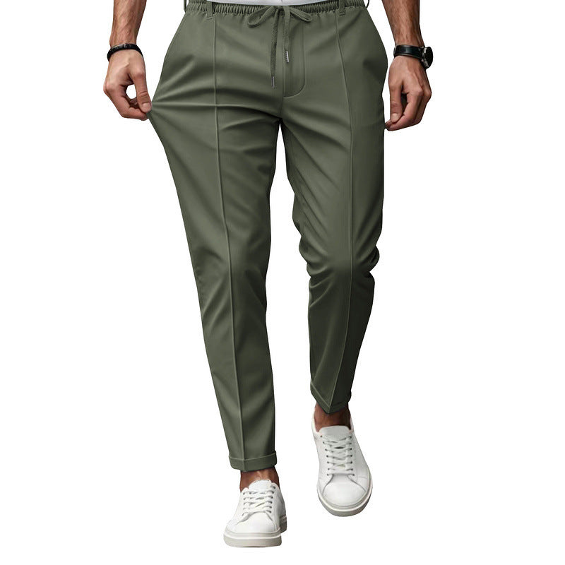 Pantalon homme chino stretch taille élastique cordon coupe slim