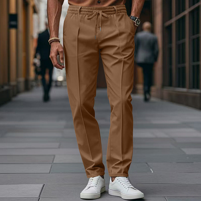 Pantalon homme chino stretch taille élastique cordon coupe slim