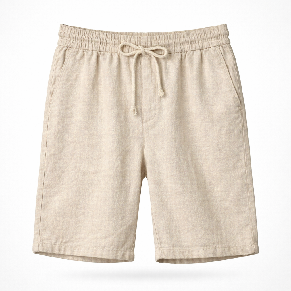 Short homme en lin cordon de serrage poches latérales coupe ample