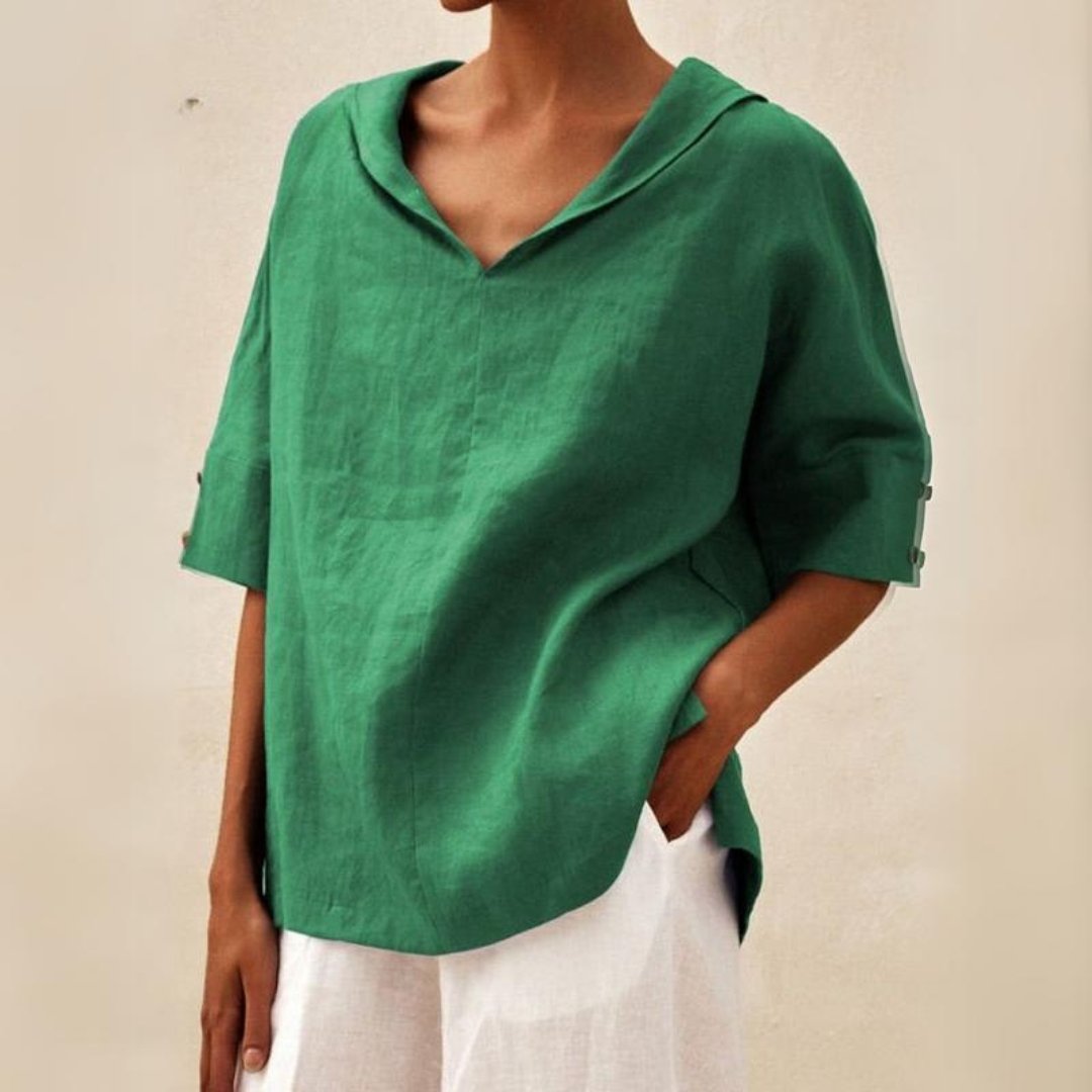 Blouse femme col V manches courtes coupe ample chemise légère décontractée