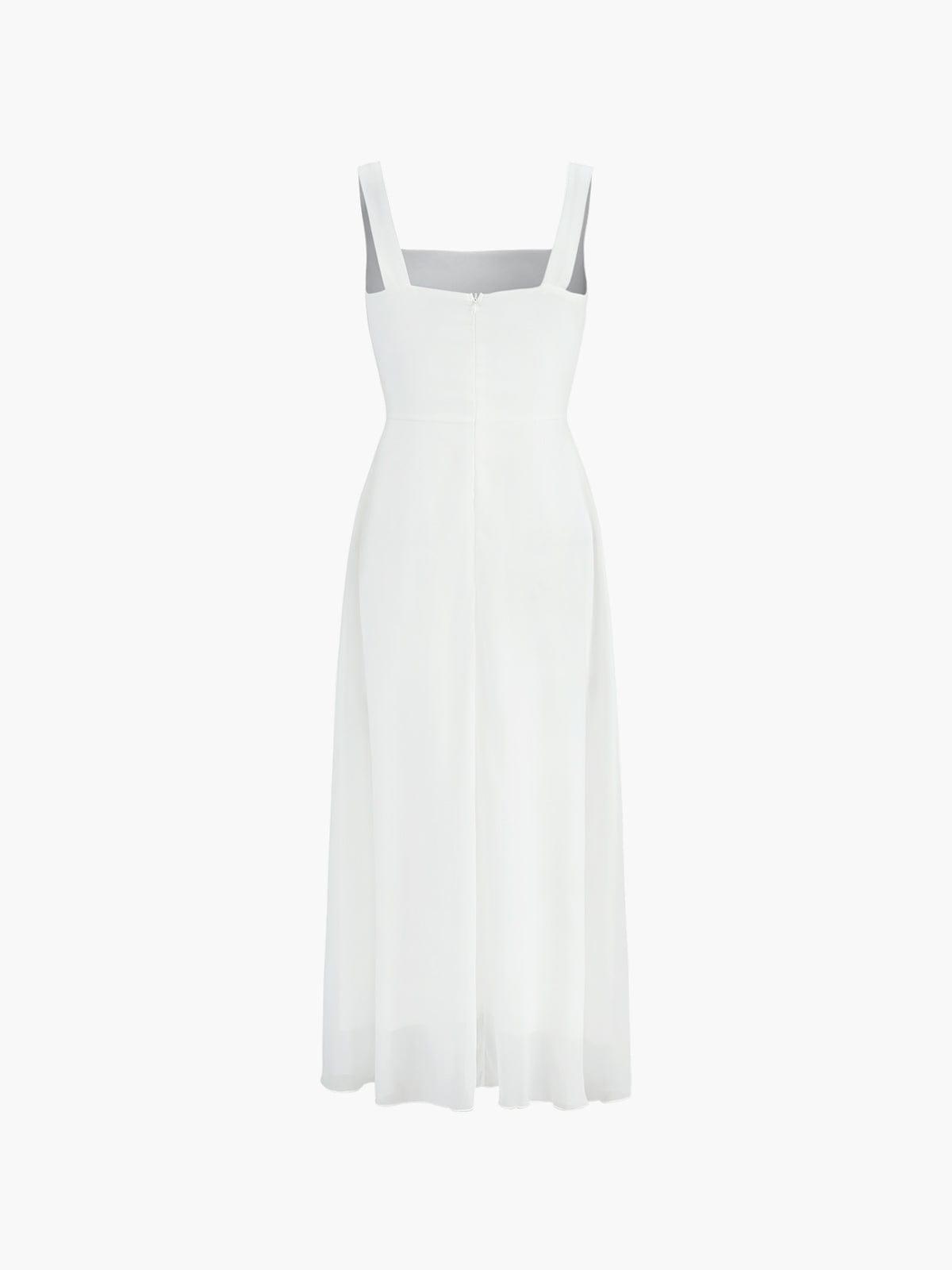 Robe midi femme coupe trapèze col carré sans manches élégante fluide