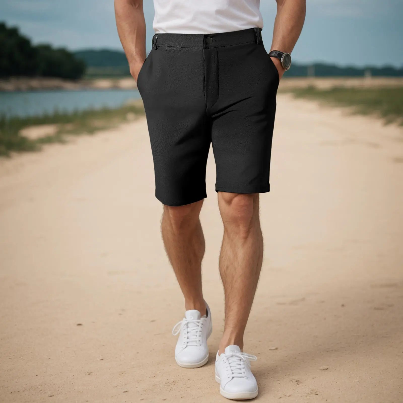 Short homme chino coupe droite respirant séchage rapide style casual élégant