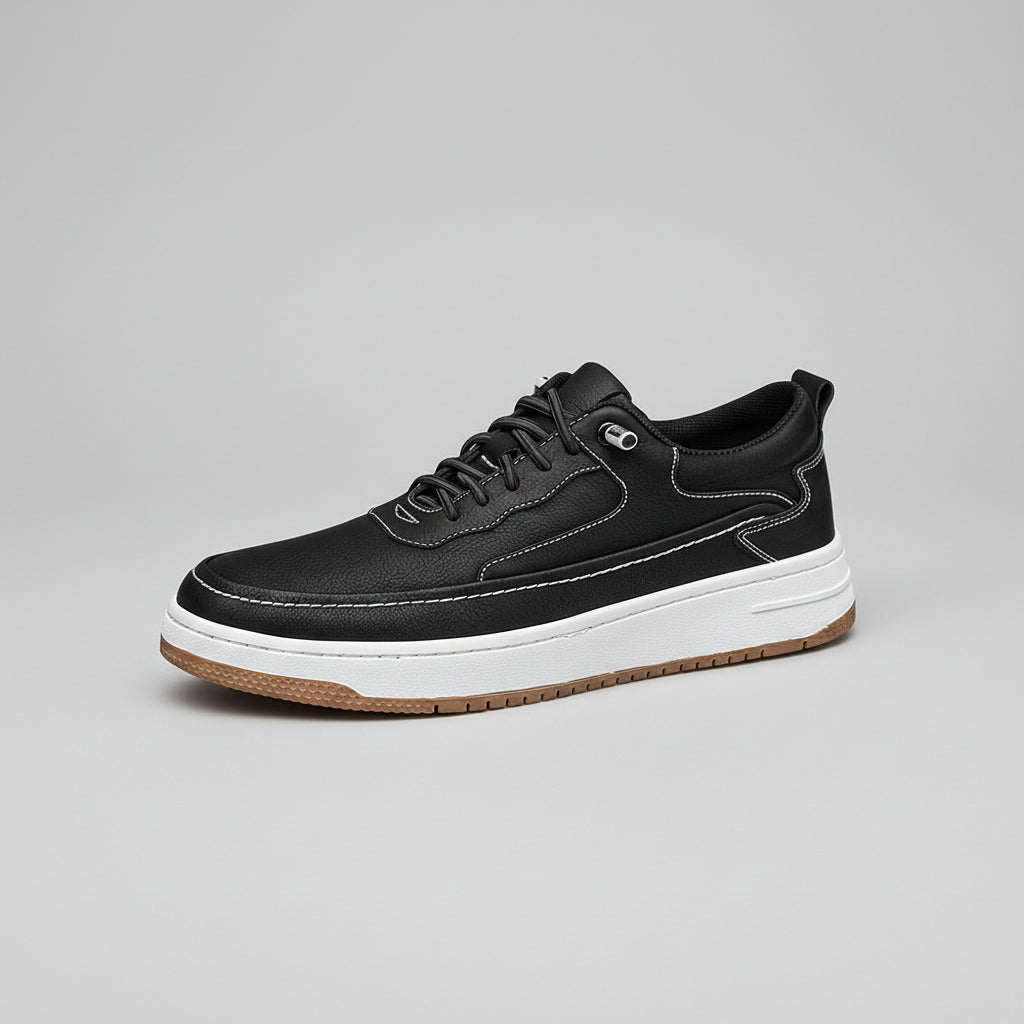 Baskets homme cuir lacets semelle épaisse chaussures casual confort