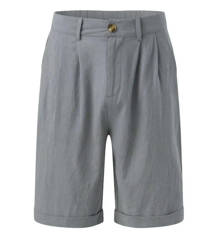 Short homme coton lin coupe droite respirant style casual été