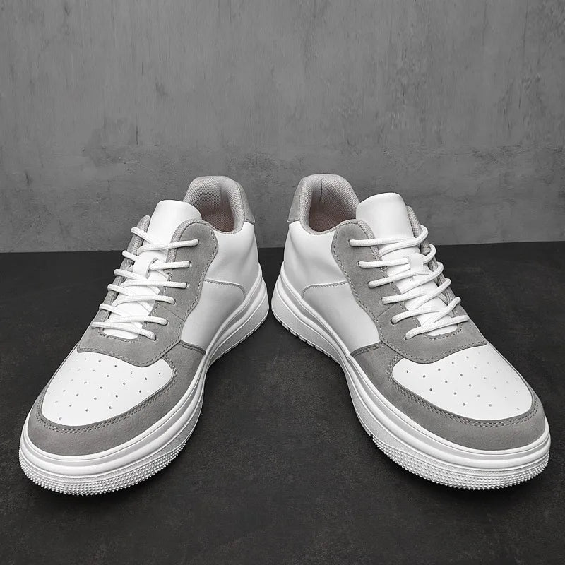 Baskets homme cuir lacets semelle épaisse chaussures casual rehaussantes