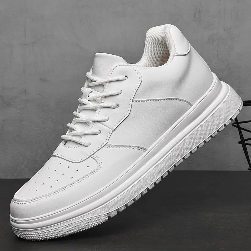 Baskets homme cuir lacets semelle épaisse chaussures casual rehaussantes