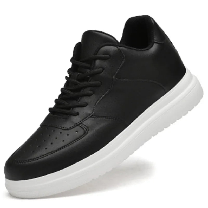 Baskets homme cuir lacets semelle épaisse chaussures casual rehaussantes