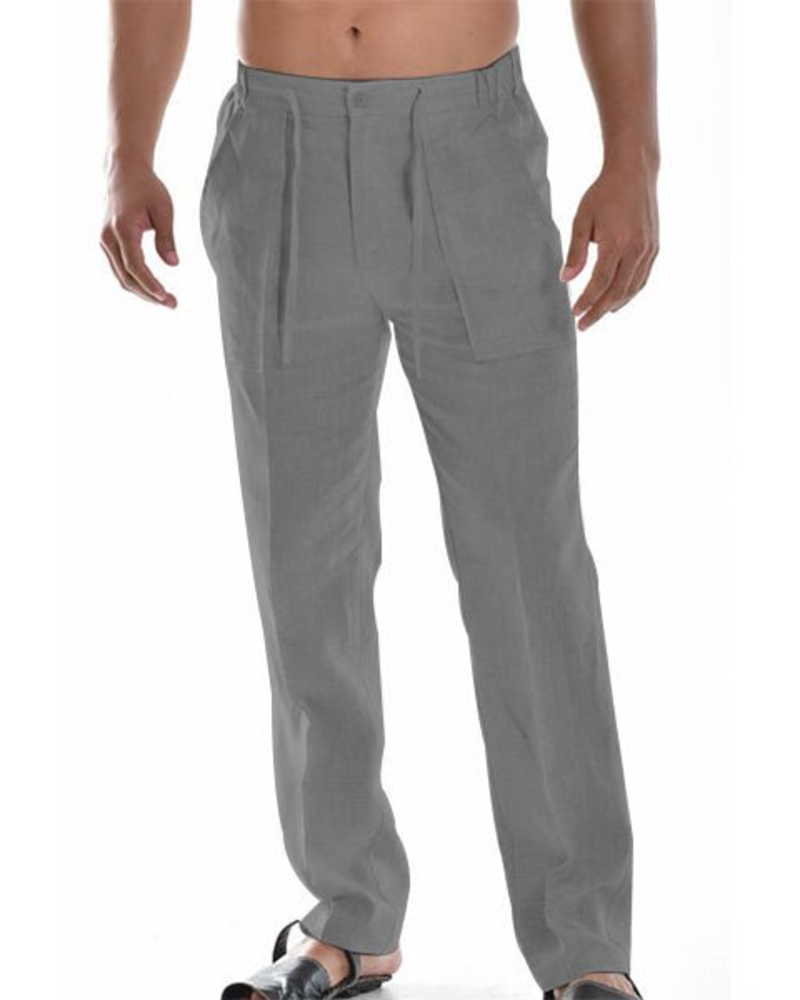 Pantalon en lin homme coupe droite à cordon style décontracté été respirant