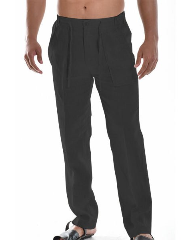 Pantalon en lin homme coupe droite à cordon style décontracté été respirant