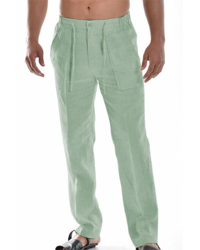 Pantalon en lin homme coupe droite à cordon style décontracté été respirant