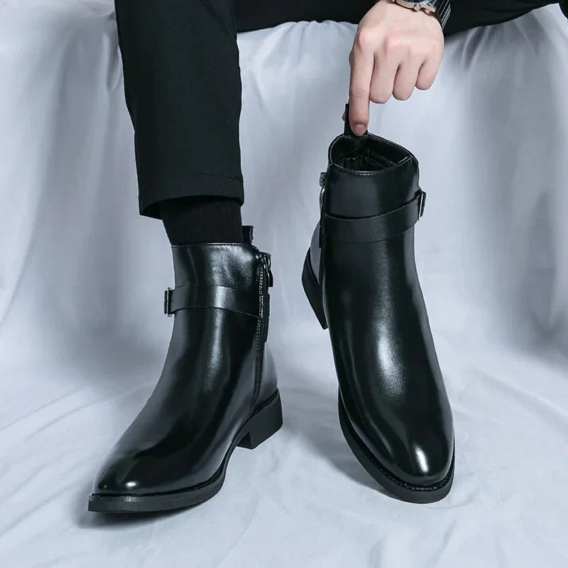 Bottines Chelsea homme zip latéral élégantes bout pointu usage quotidien