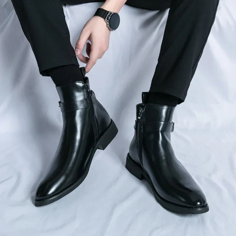 Bottines Chelsea homme zip latéral élégantes bout pointu usage quotidien