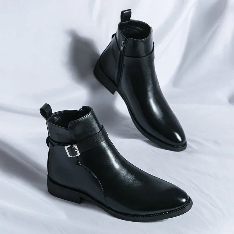 Bottines Chelsea homme zip latéral élégantes bout pointu usage quotidien