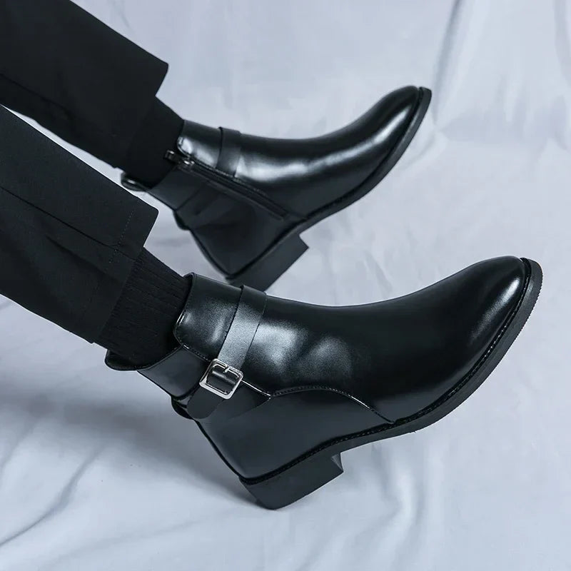 Bottines Chelsea homme zip latéral élégantes bout pointu usage quotidien