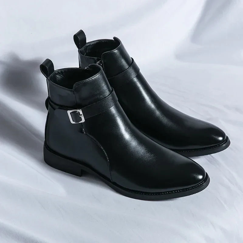 Bottines Chelsea homme zip latéral élégantes bout pointu usage quotidien