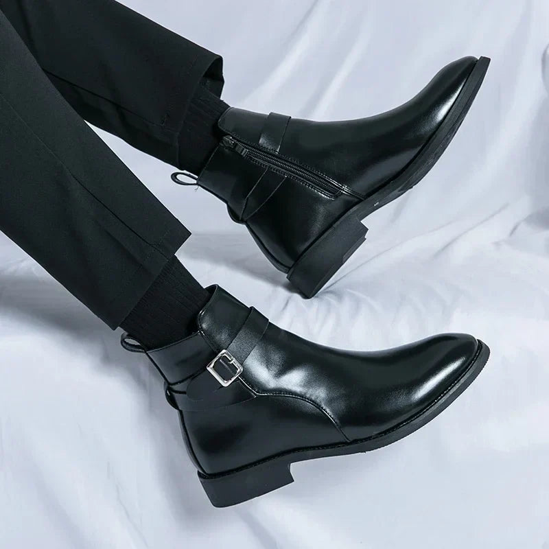 Bottines Chelsea homme zip latéral élégantes bout pointu usage quotidien