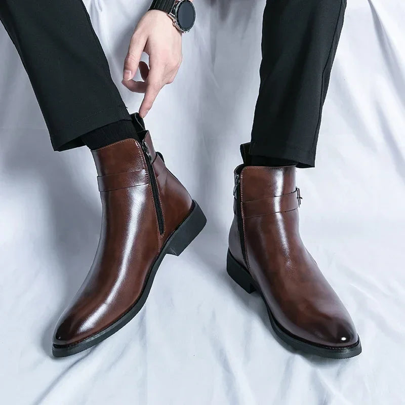 Bottines Chelsea homme zip latéral élégantes bout pointu usage quotidien