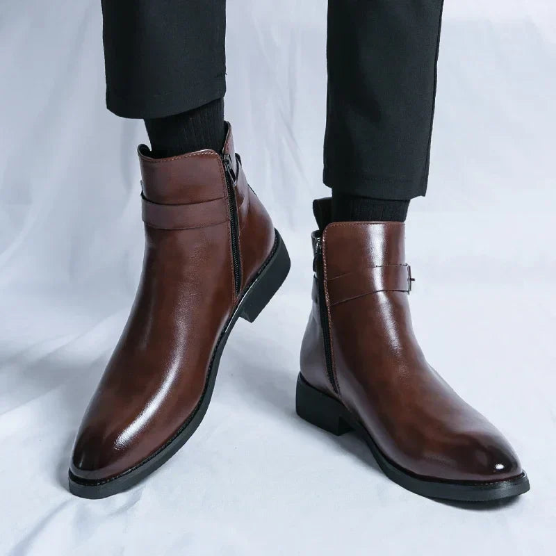 Bottines Chelsea homme zip latéral élégantes bout pointu usage quotidien