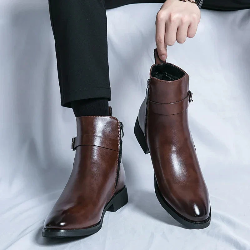 Bottines Chelsea homme zip latéral élégantes bout pointu usage quotidien