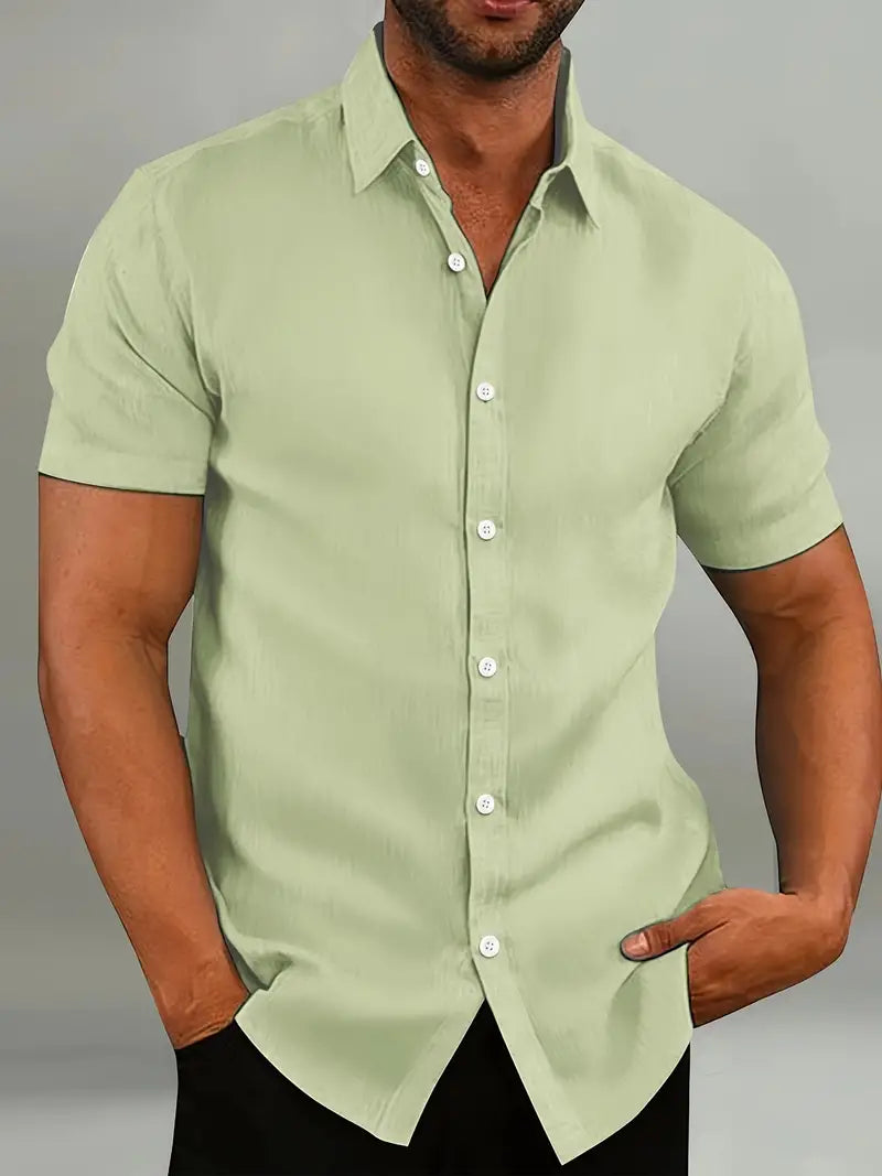 Chemise homme manches courtes slim fit boutonnée col classique été