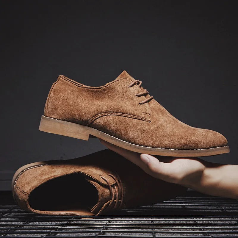 Chaussures oxford homme daim à lacets bout rond mariage